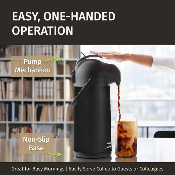 Airpot Coffee Dispenser With Pump, Black - 12 Hours Hot Water Dispenser - Picture 4 of 7